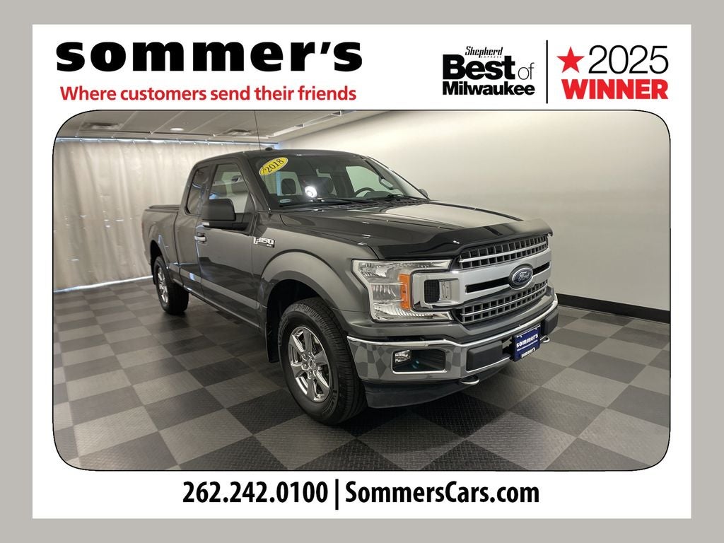 2018 Ford F-150 XLT in Magnetic — front three-quarter view