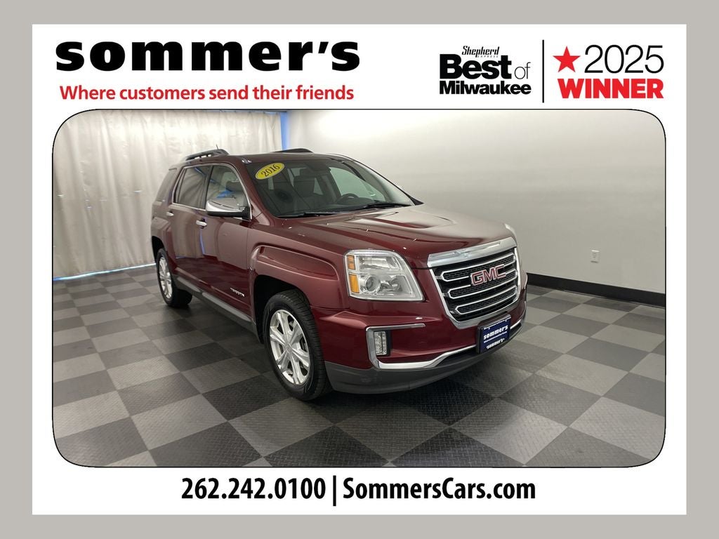2016 GMC Terrain SLT in Crimson Red Tintcoat — front three-quarter view