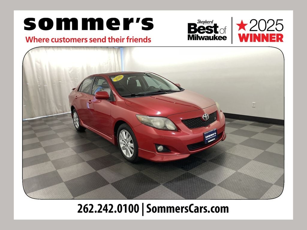 2010 Toyota Corolla Base in Red — front three-quarter view