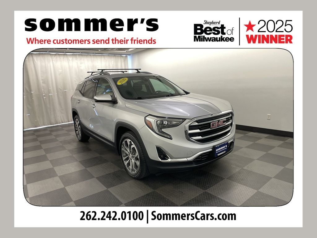 2020 GMC Terrain SLT in Quicksilver Metallic — front three-quarter view