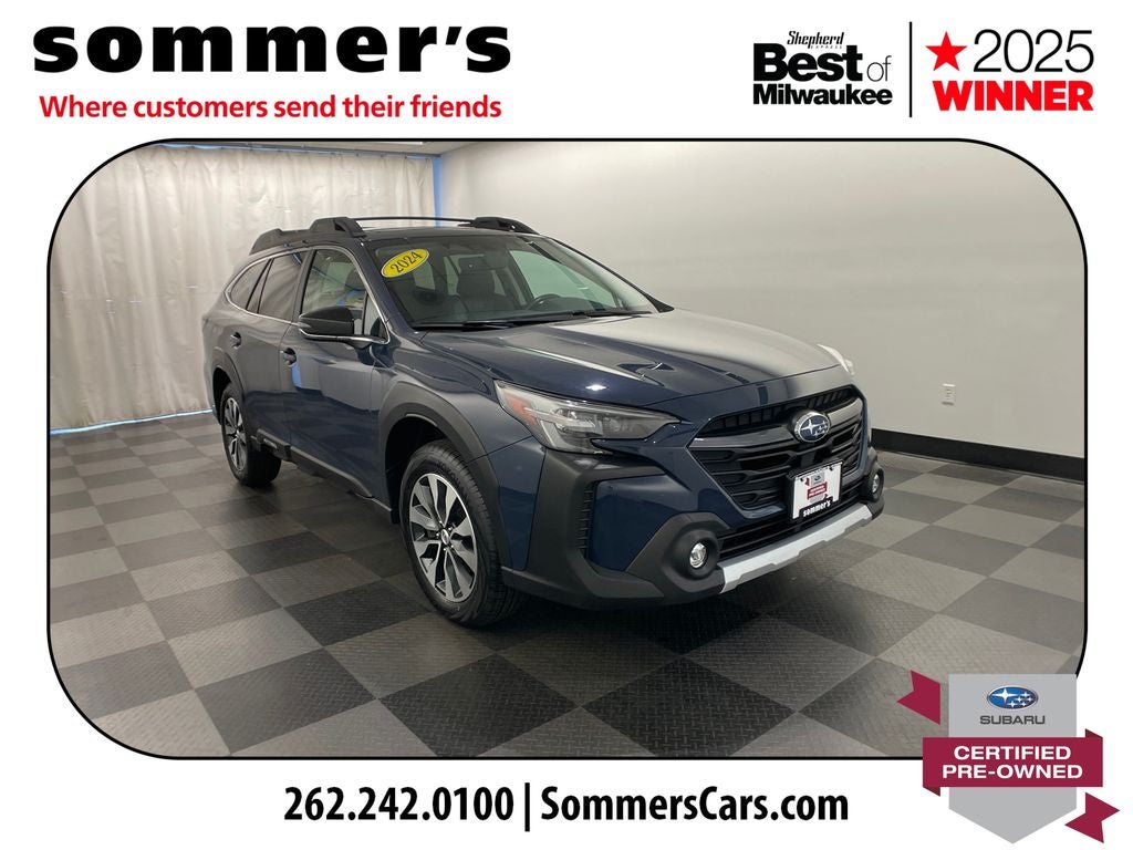 2024 Subaru Outback Limited in Cosmic Blue Pearl — front three-quarter view