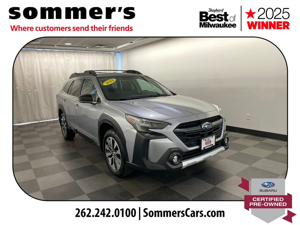 2024 Subaru Outback Limited in Ice Silver Metallic — front three-quarter view