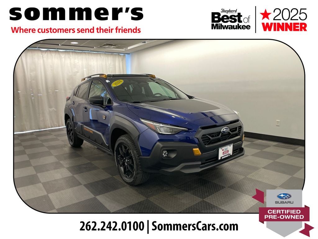 2024 Subaru Crosstrek Wilderness in Sapphire Blue Pearl — front three-quarter view