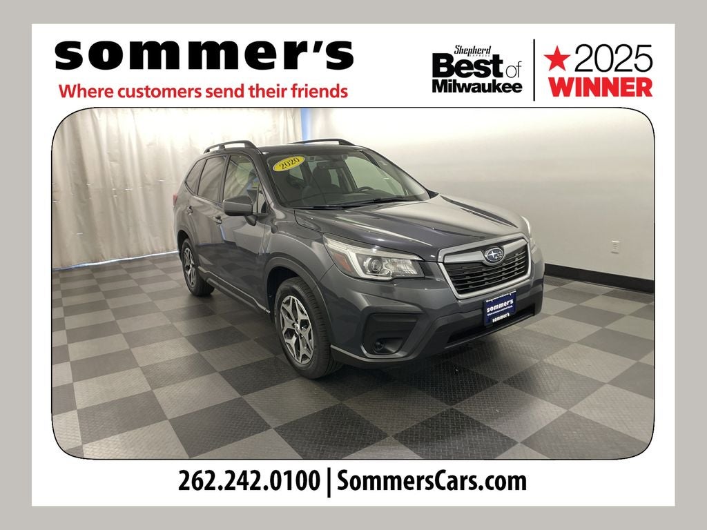 2020 Subaru Forester Premium in Magnetite Gray Metallic — front three-quarter view