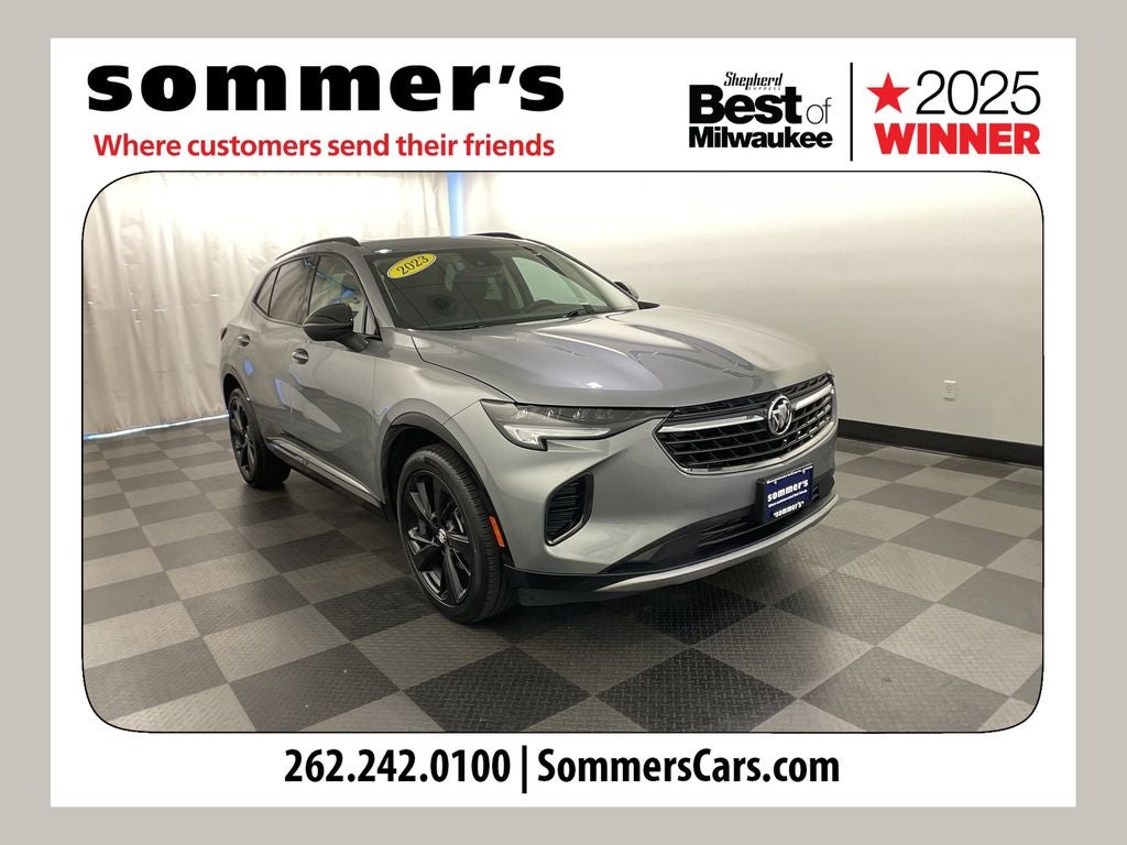 2023 Buick Envision Essence in Moonstone Gray Metallic — front three-quarter view