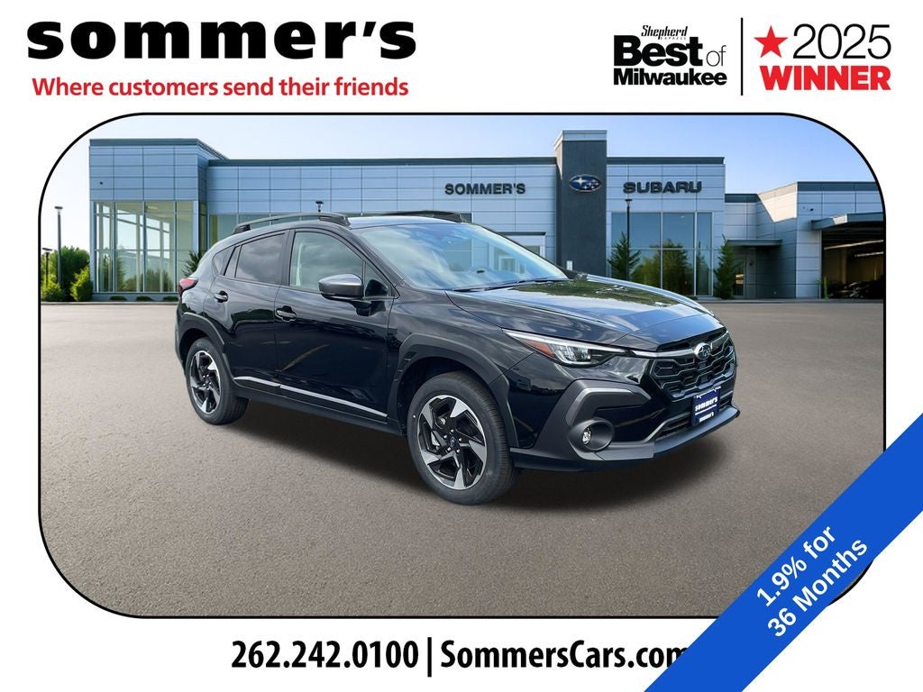 2026 Subaru CROSSTREK Limited in Crystal Black Silica — front three-quarter view