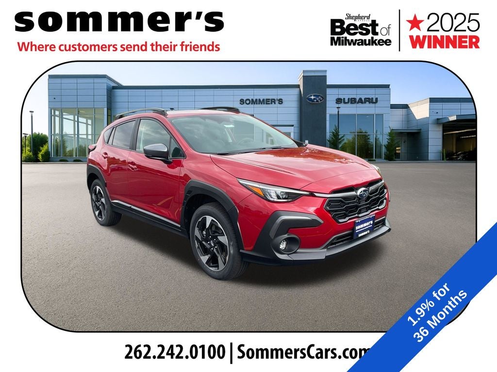 2026 Subaru CROSSTREK Limited in Lithium Red Pearl — front three-quarter view