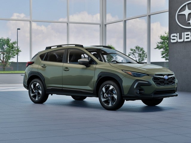 2026 Subaru CROSSTREK Limited in Alpine Green — front three-quarter view