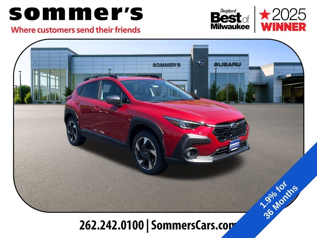 2026 Subaru CROSSTREK Limited in Lithium Red Pearl — front three-quarter view
