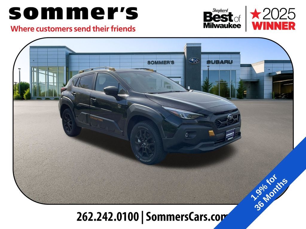 2026 Subaru CROSSTREK Wilderness in Crystal Black Silica — front three-quarter view