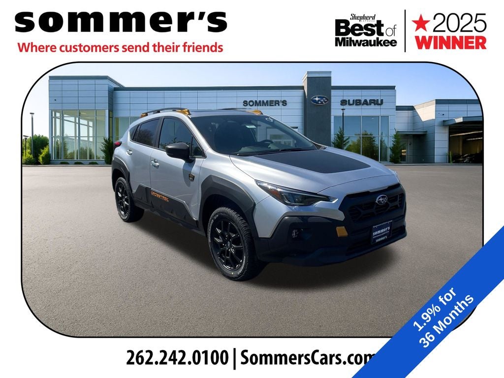 2026 Subaru CROSSTREK Wilderness in Ice Silver Metallic — front three-quarter view