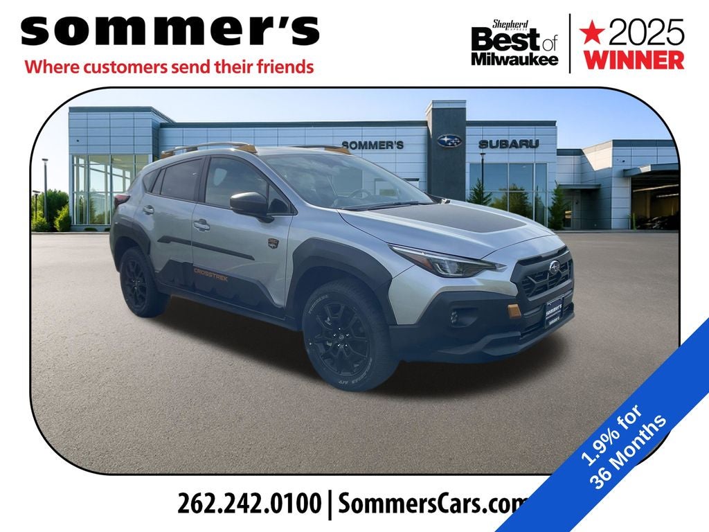 2026 Subaru CROSSTREK Wilderness in Ice Silver Metallic — front three-quarter view