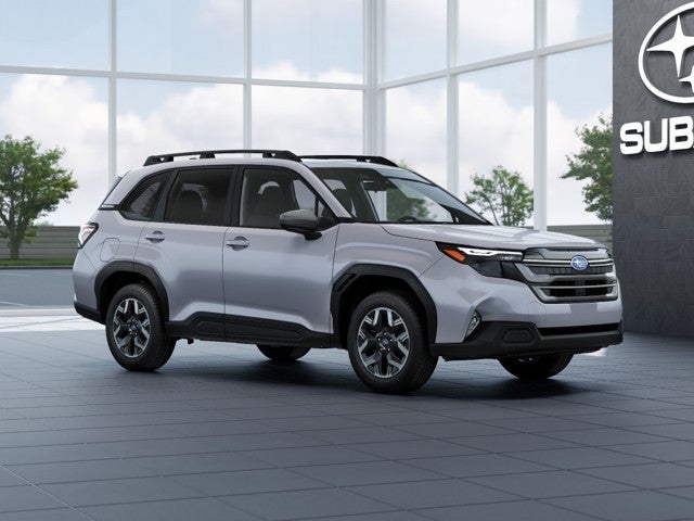 2026 Subaru FORESTER Premium in Ice Silver Metallic — front three-quarter view