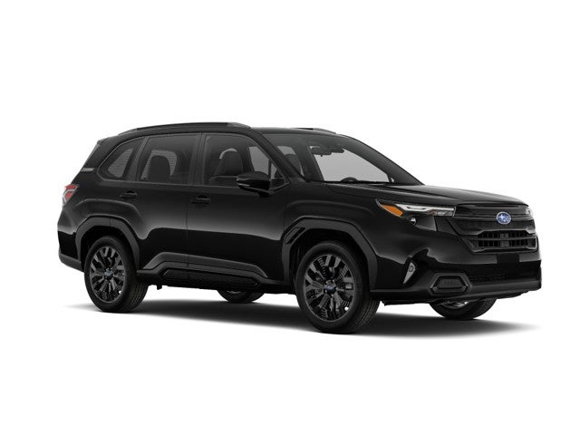 2026 Subaru FORESTER Sport Onyx Edition in Crystal Black Silica — front three-quarter view