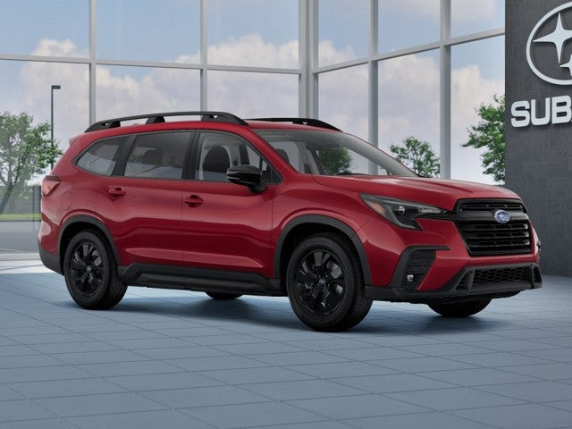 2026 Subaru ASCENT Premium 7-Passenger in Crimson Red Pearl — front three-quarter view