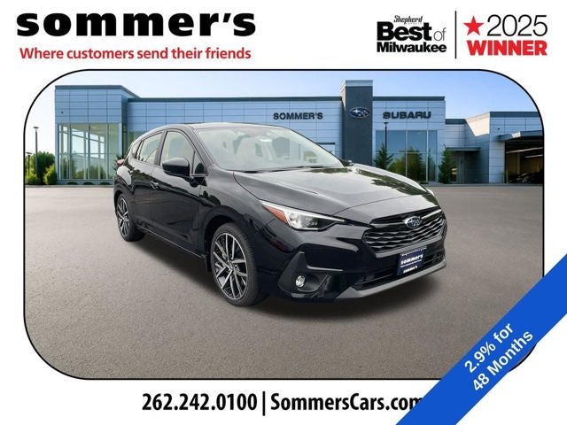 2026 Subaru IMPREZA Sport in Crystal Black Silica — front three-quarter view