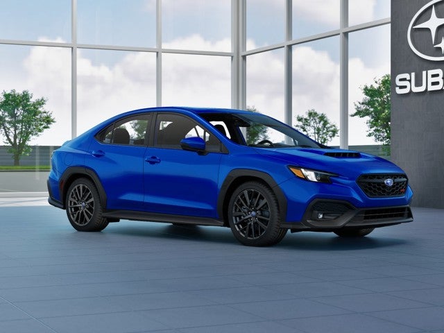 2026 Subaru WRX Premium in Wr Blue Pearl — front three-quarter view