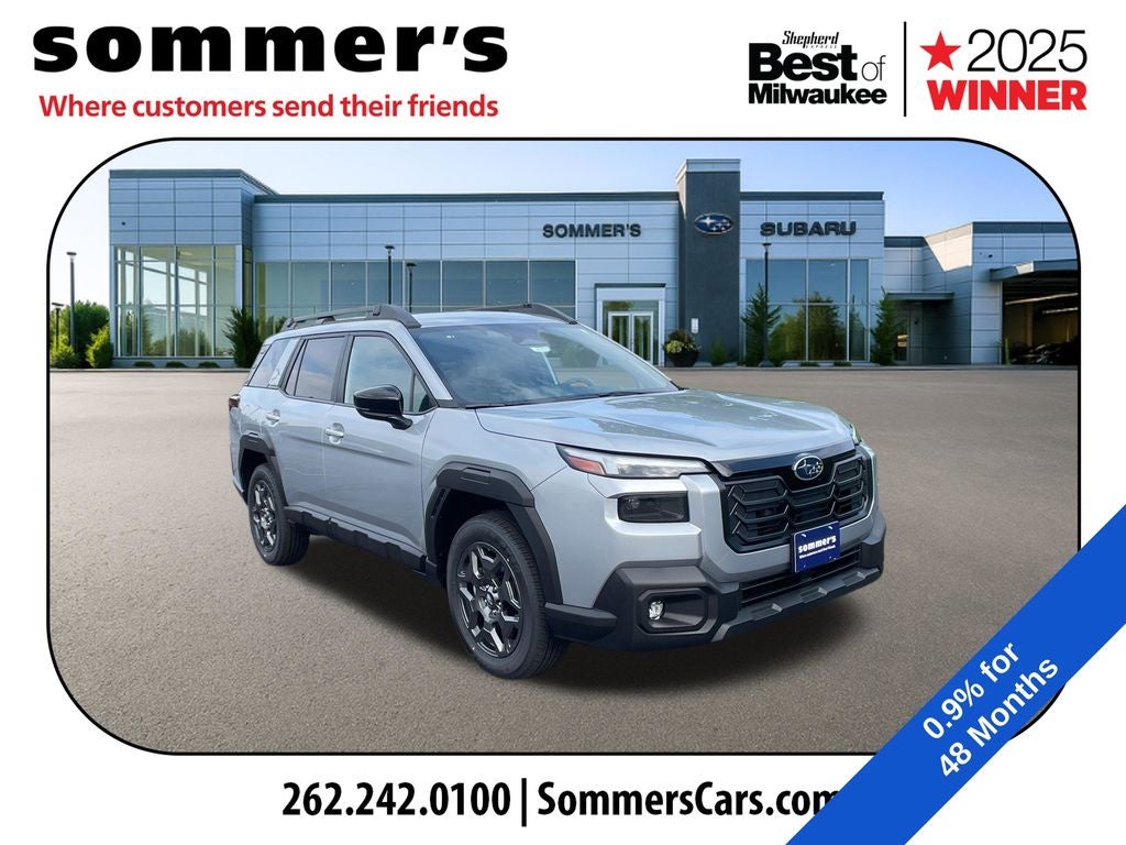 2026 Subaru OUTBACK Premium in Ice Silver Metallic — front three-quarter view