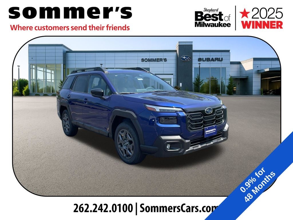 2026 Subaru OUTBACK Premium in Sapphire Blue Pearl — front three-quarter view