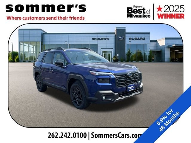 2026 Subaru OUTBACK Limited in Sapphire Blue Pearl — front three-quarter view