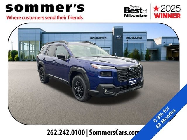 2026 Subaru OUTBACK Limited in Sapphire Blue Pearl — front three-quarter view