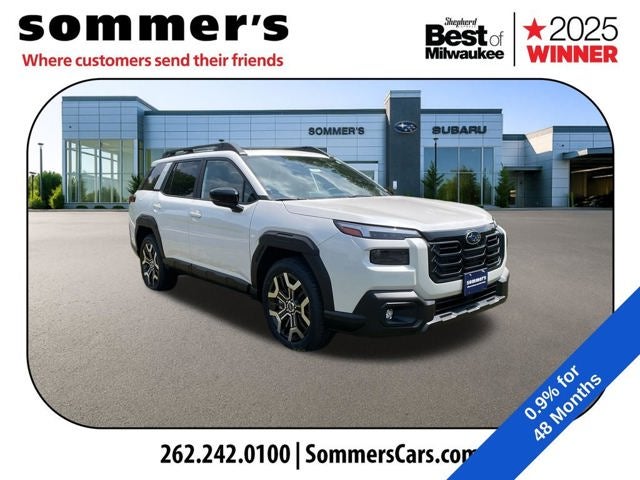 2026 Subaru OUTBACK Touring XT in Crystal White Pearl — front three-quarter view