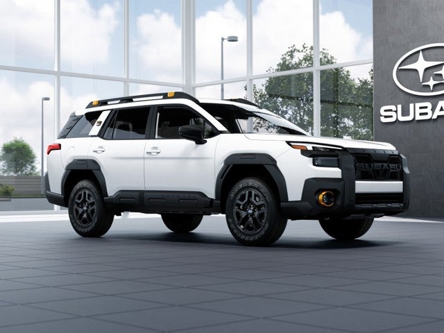 2026 Subaru OUTBACK Wilderness in Crystal White Pearl — front three-quarter view