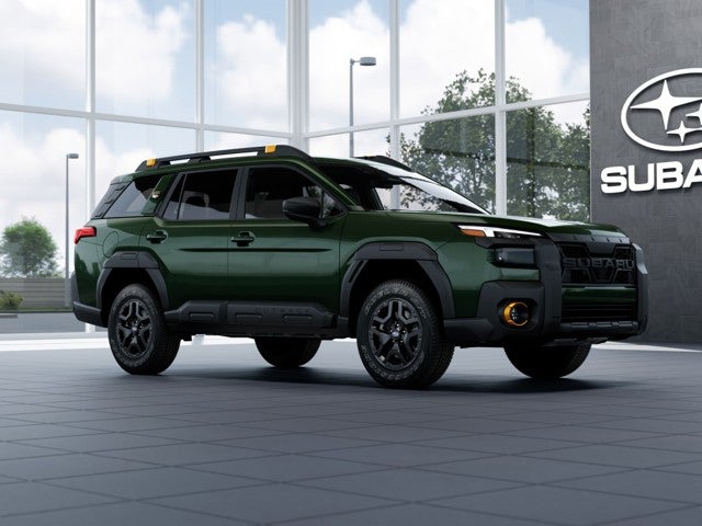 2026 Subaru OUTBACK Wilderness in Deep Emerald Green Pearl — front three-quarter view