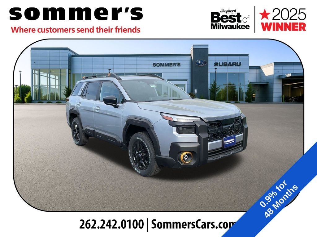 2026 Subaru OUTBACK Wilderness in Ice Silver Metallic — front three-quarter view