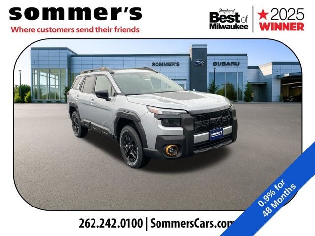 2026 Subaru OUTBACK Wilderness in Ice Silver Metallic — front three-quarter view