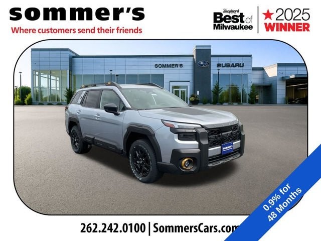 2026 Subaru OUTBACK Wilderness in Ice Silver Metallic — front three-quarter view
