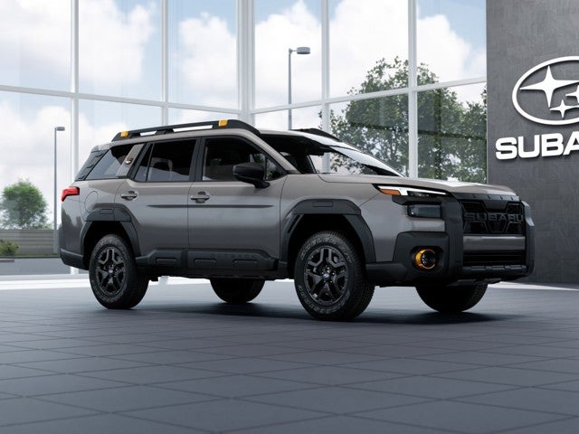 2026 Subaru OUTBACK Wilderness in River Rock Pearl — front three-quarter view