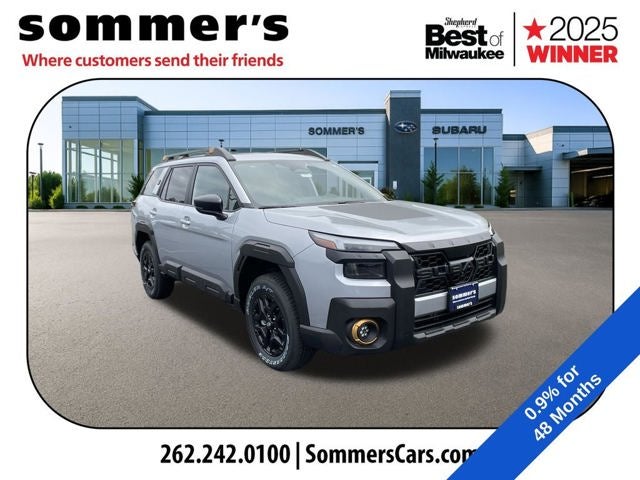 2026 Subaru OUTBACK Wilderness in Ice Silver Metallic — front three-quarter view