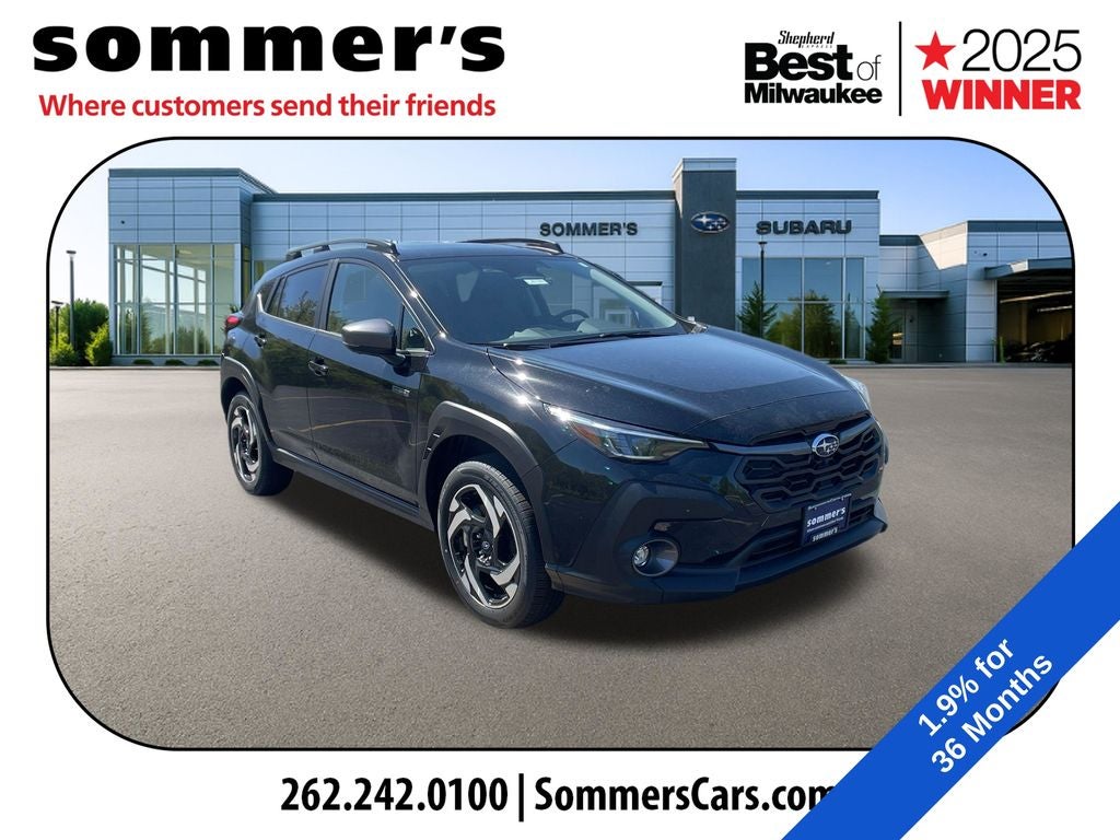 2026 Subaru CROSSTREK Limited Hybrid in Crystal Black Silica — front three-quarter view